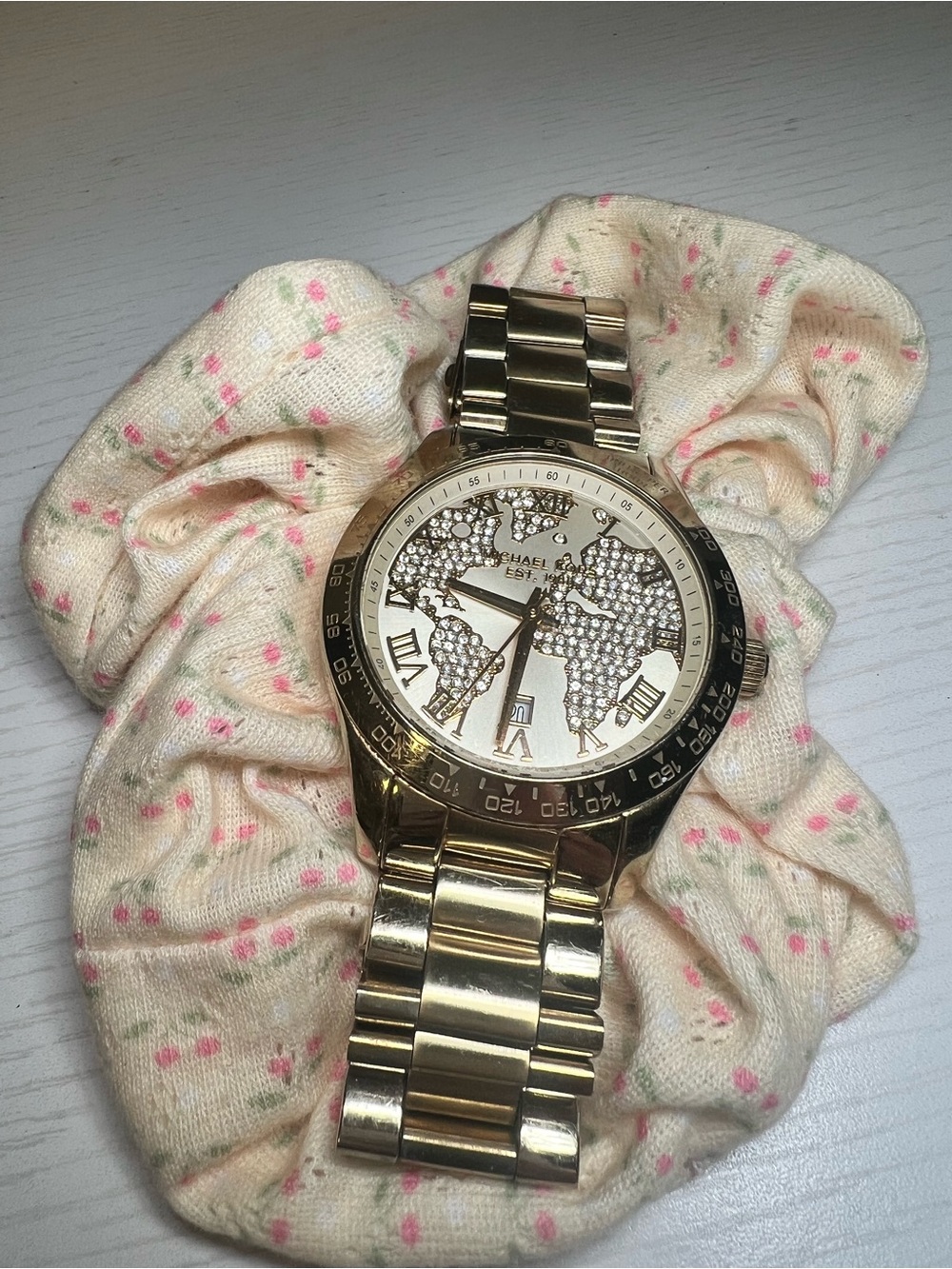 Michael Kors Gold Crystal World Map Bracelet Watch